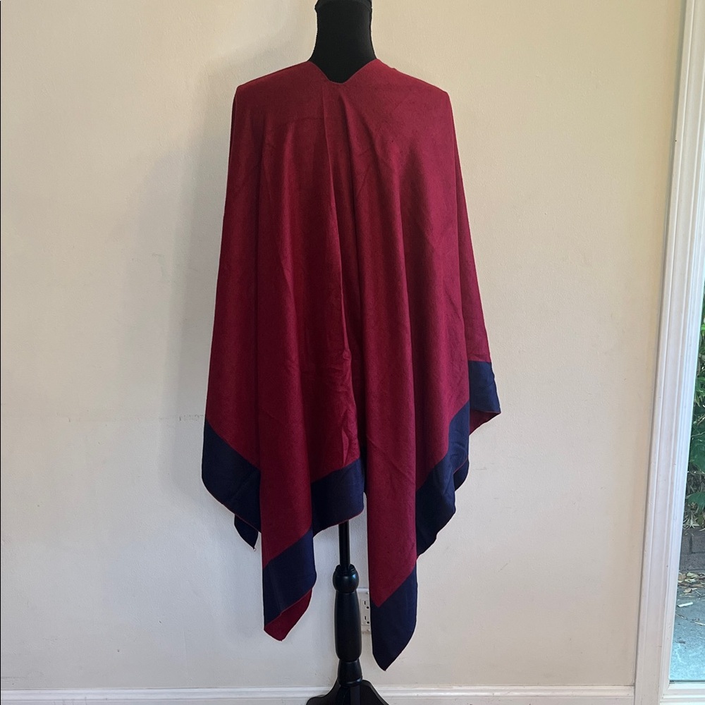 Elegant Burgundy and Navy Women's Shawl - Picture 4 of 6